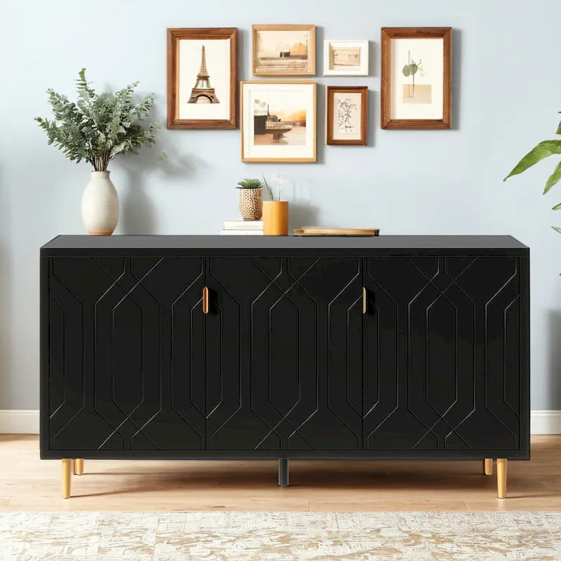Meuble TV, console avec étagères réglables, buffet de rangement pour salon