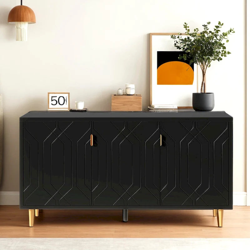Meuble TV, console avec étagères réglables, buffet de rangement pour salon