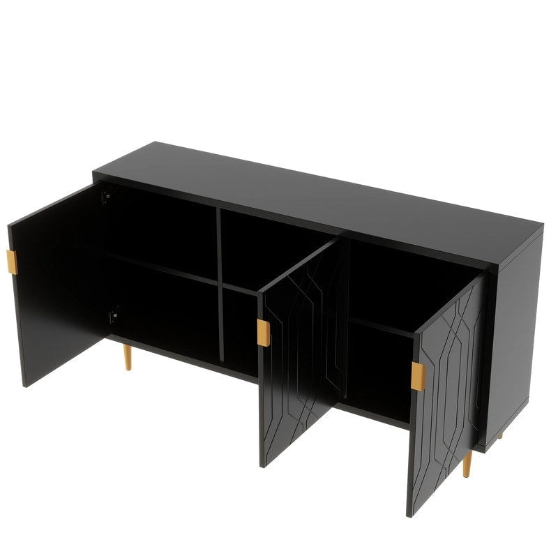 Meuble TV, console avec étagères réglables, buffet de rangement pour salon