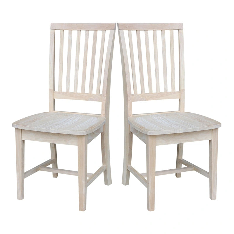 Chaises de salle à manger en bois massif de style Mission, lot de 2