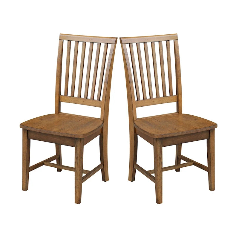 Chaises de salle à manger en bois massif de style Mission, lot de 2