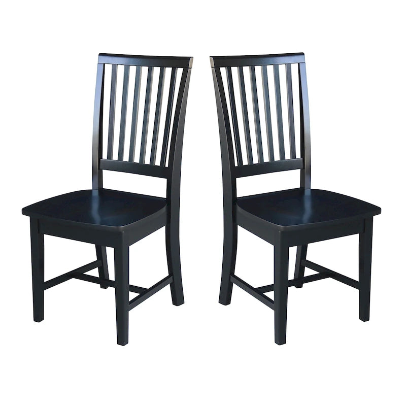 Chaises de salle à manger en bois massif de style Mission, lot de 2
