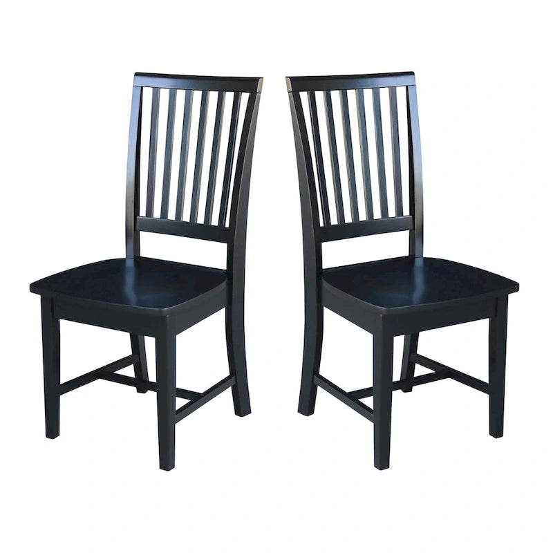 Chaises de salle à manger en bois massif de style Mission, lot de 2