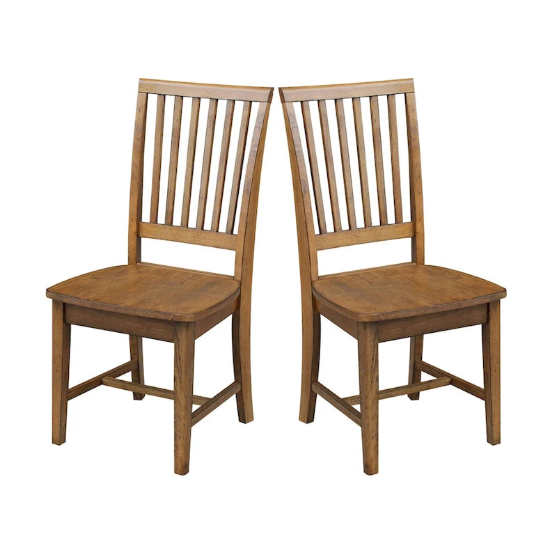 Chaises de salle à manger en bois massif de style Mission, lot de 2