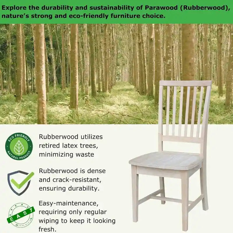 Chaises de salle à manger en bois massif de style Mission, lot de 2