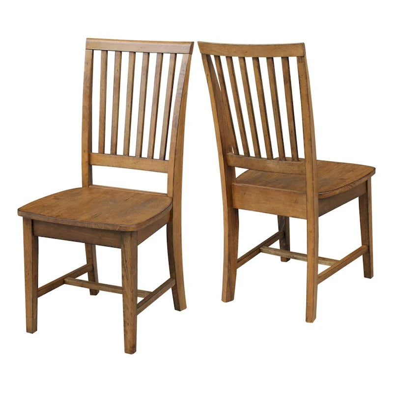 Chaises de salle à manger en bois massif de style Mission, lot de 2