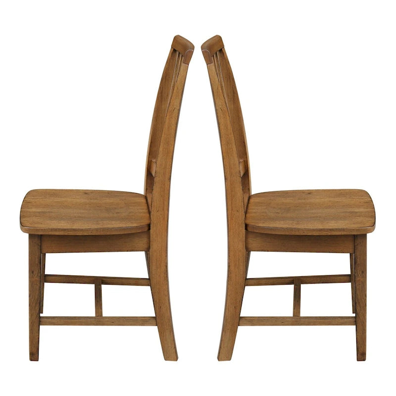 Chaises de salle à manger en bois massif de style Mission, lot de 2