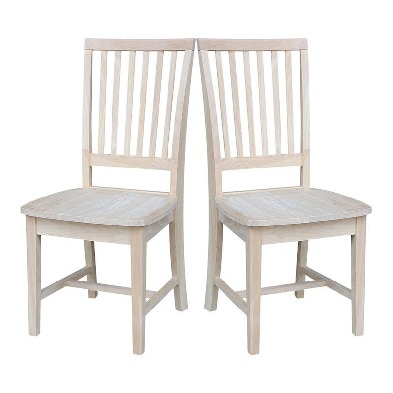 Chaises de salle à manger en bois massif de style Mission, lot de 2
