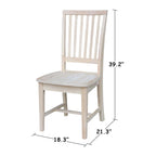 Chaises de salle à manger en bois massif de style Mission, lot de 2