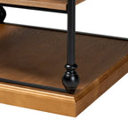 Table d'appoint à 3 niveaux Sebastian, style industriel traditionnel, bois et métal noir