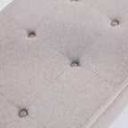Banc d'entrée en tissu beige/gris avec rangement et pieds en X, 91 cm