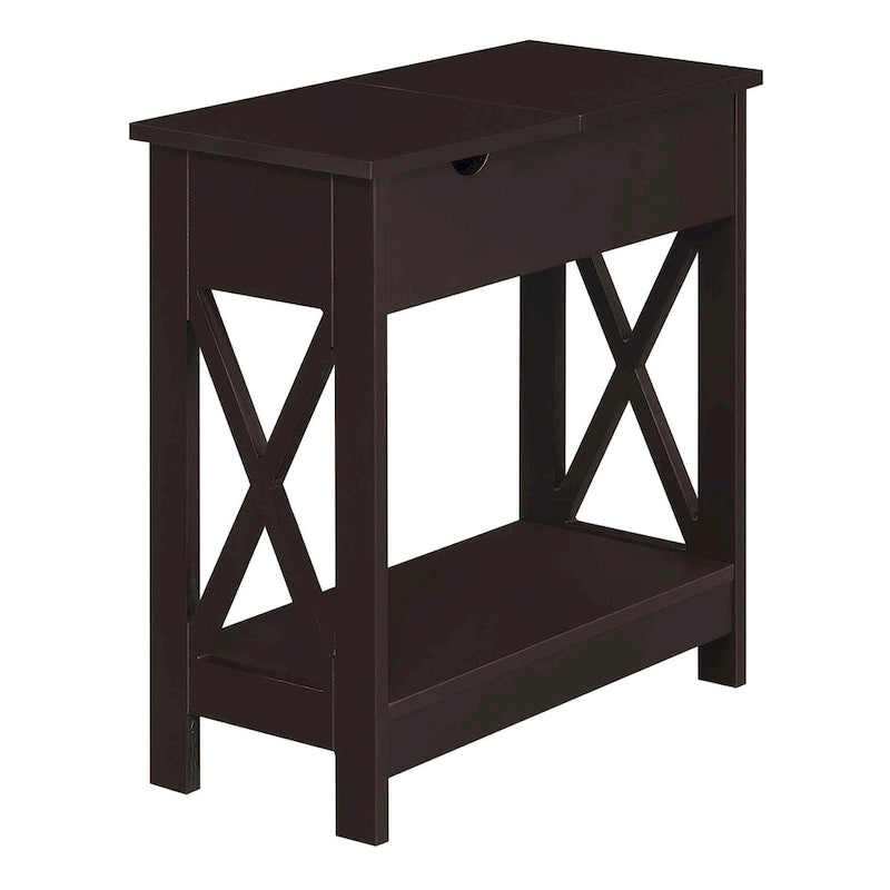 Table d'appoint Oxford Flip Top de Convenience Concepts avec station de charge et étagère
