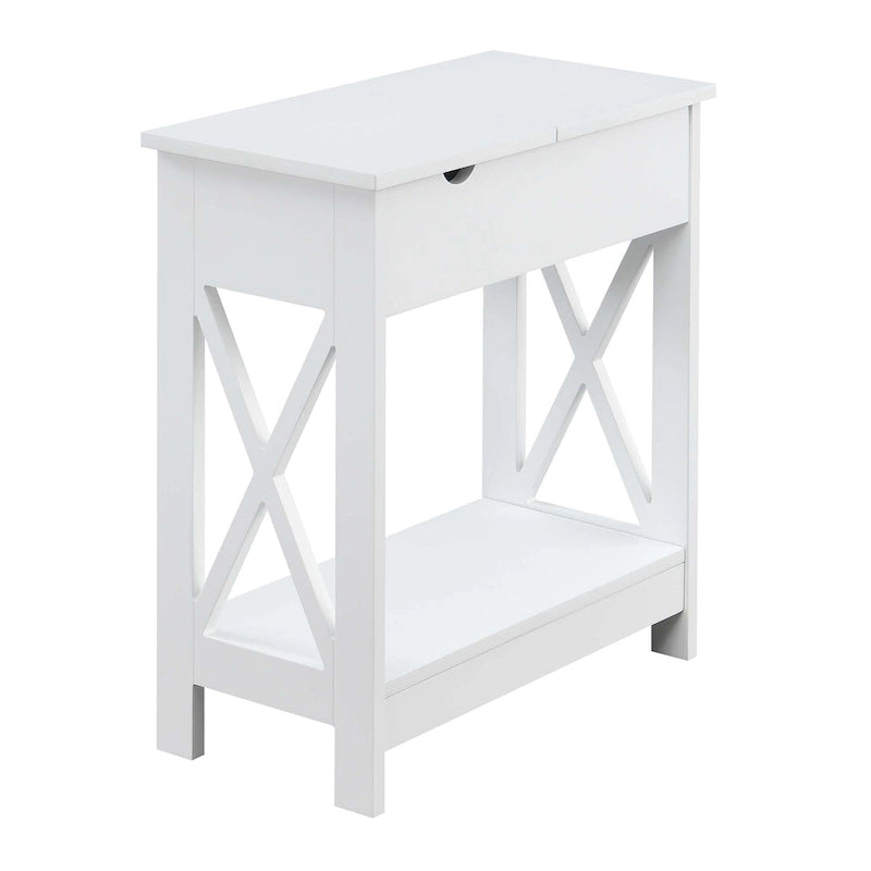 Table d'appoint Oxford Flip Top de Convenience Concepts avec station de charge et étagère