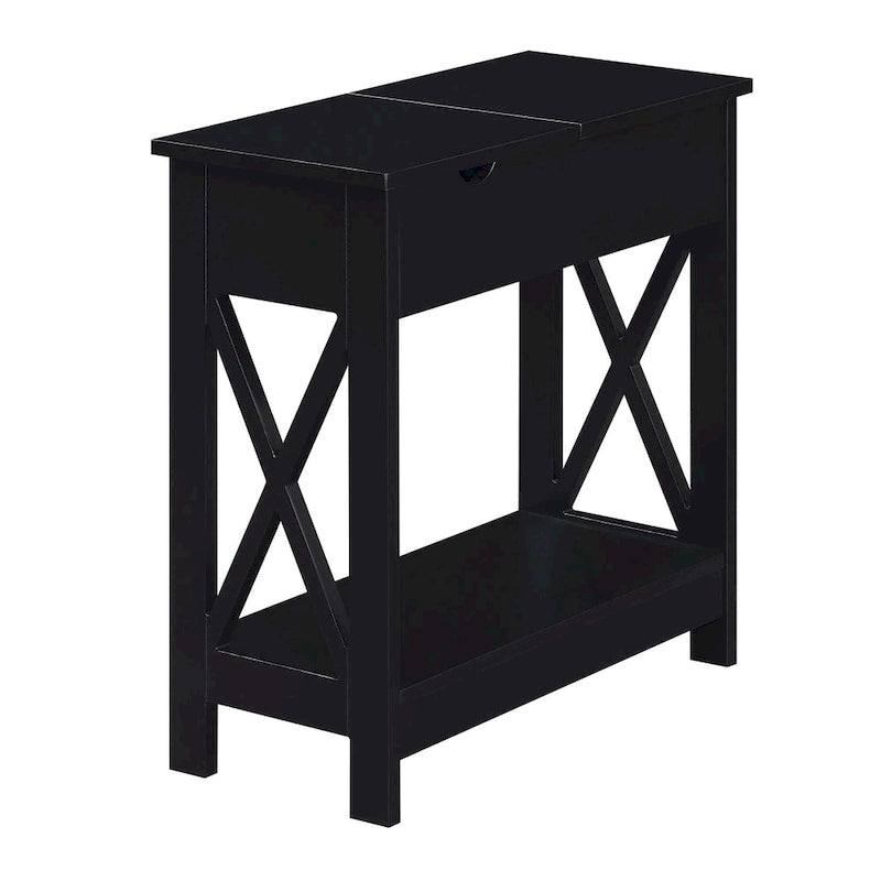 Table d'appoint Oxford Flip Top de Convenience Concepts avec station de charge et étagère