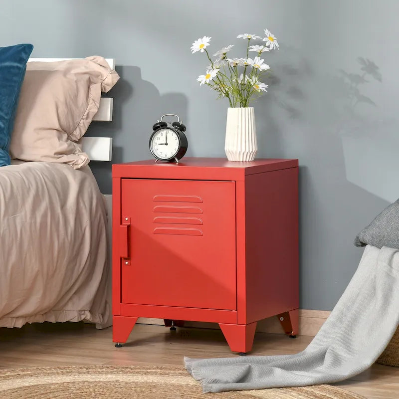HOMCOM Table d'appoint industrielle, table d'appoint de salon avec porte style casier et étagère réglable - 40x40x50 cm