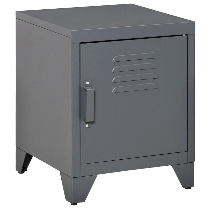 HOMCOM Table d'appoint industrielle, table d'appoint de salon avec porte style casier et étagère réglable - 40x40x50 cm