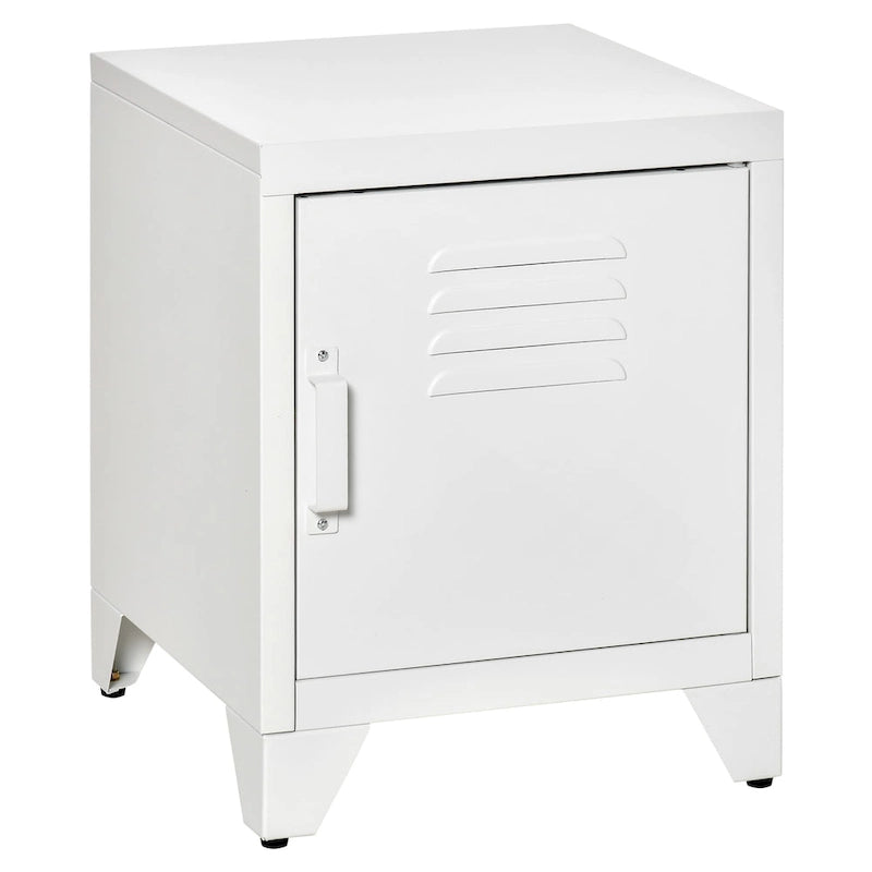 HOMCOM Table d'appoint industrielle, table d'appoint de salon avec porte style casier et étagère réglable - 40x40x50 cm