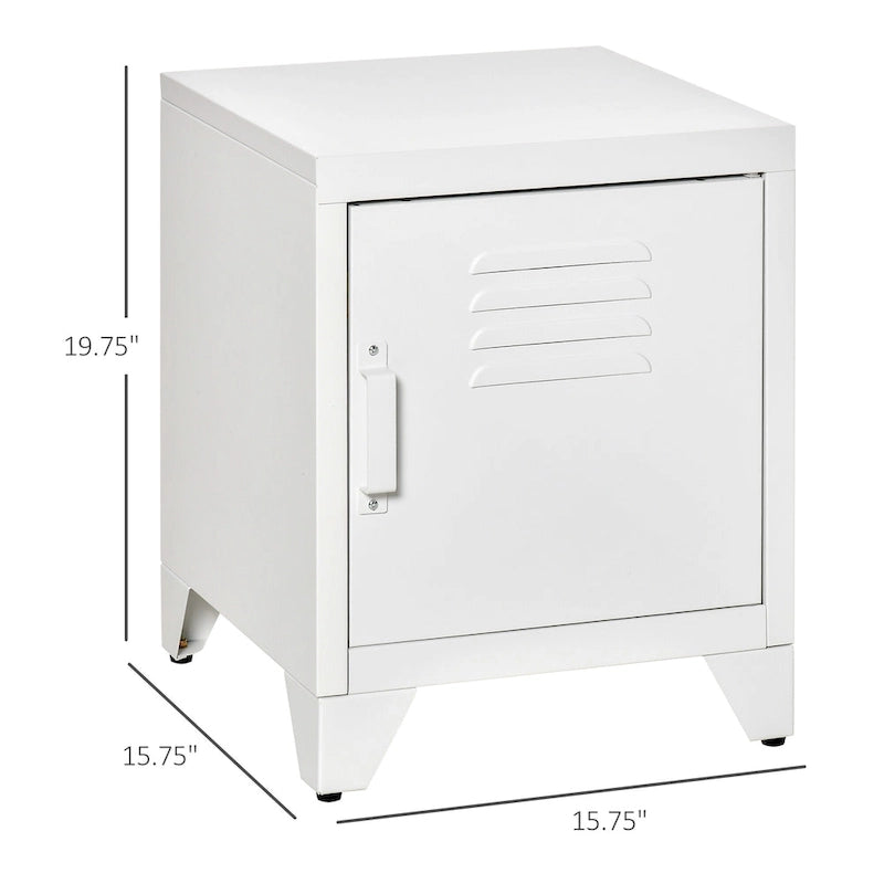 HOMCOM Table d'appoint industrielle, table d'appoint de salon avec porte style casier et étagère réglable - 40x40x50 cm