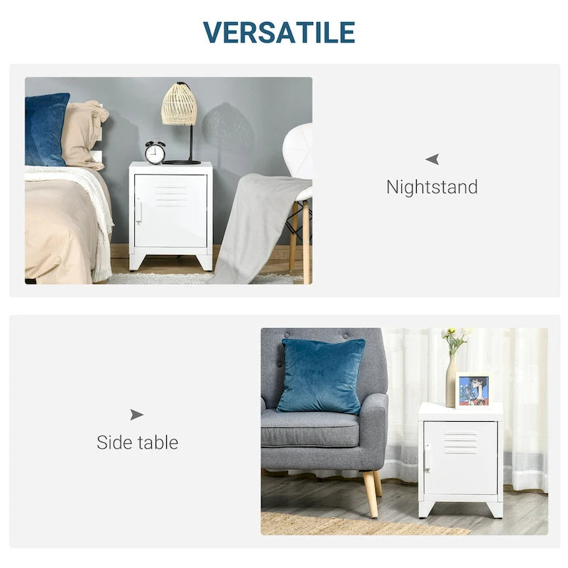 HOMCOM Table d'appoint industrielle, table d'appoint de salon avec porte style casier et étagère réglable - 40x40x50 cm