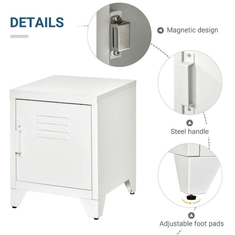 HOMCOM Table d'appoint industrielle, table d'appoint de salon avec porte style casier et étagère réglable - 40x40x50 cm