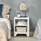 HOMCOM Table d'appoint industrielle, table d'appoint de salon avec porte style casier et étagère réglable - 40x40x50 cm