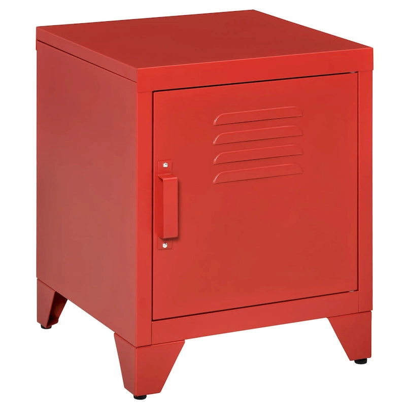HOMCOM Table d'appoint industrielle, table d'appoint de salon avec porte style casier et étagère réglable - 40x40x50 cm
