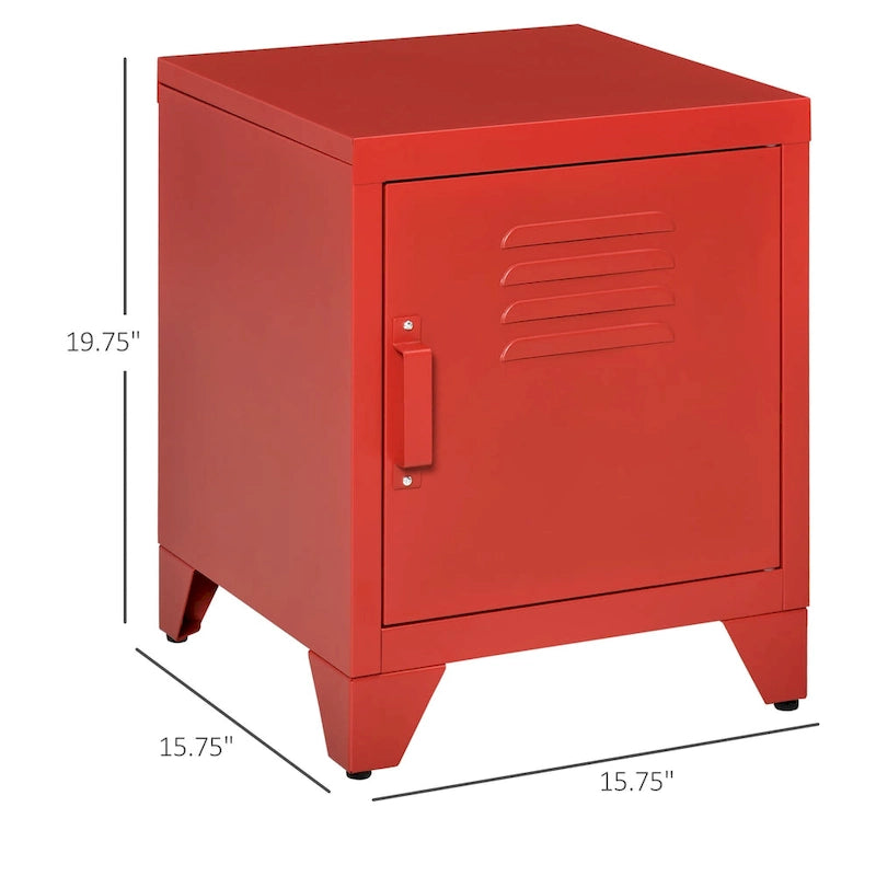 HOMCOM Table d'appoint industrielle, table d'appoint de salon avec porte style casier et étagère réglable - 40x40x50 cm