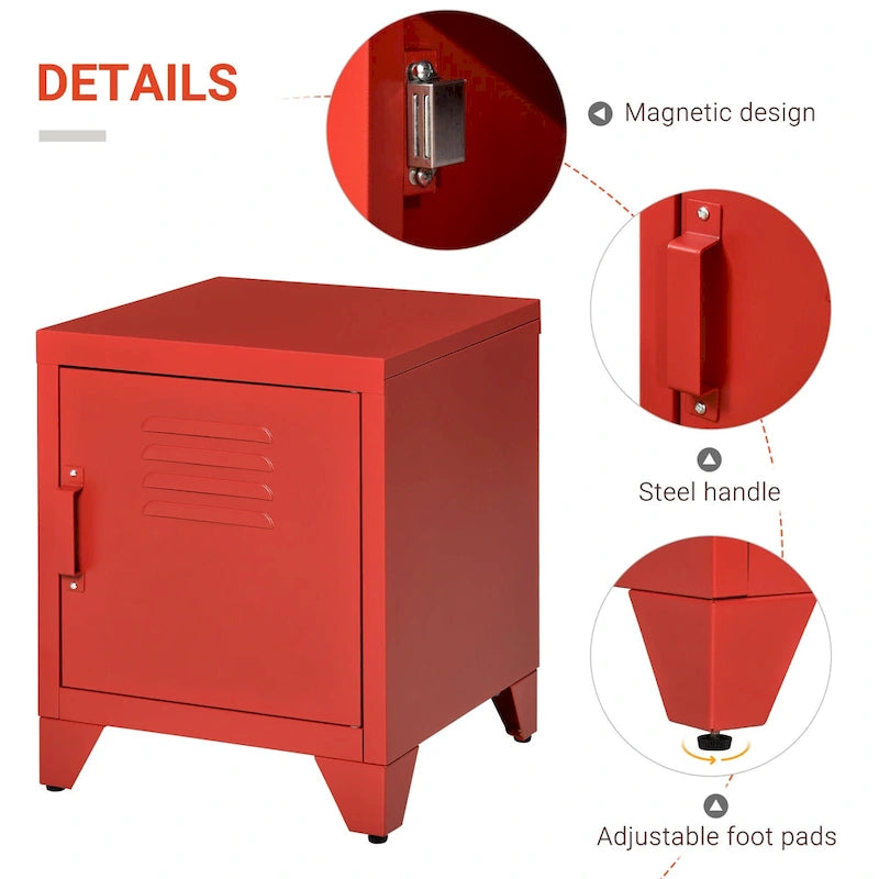 HOMCOM Table d'appoint industrielle, table d'appoint de salon avec porte style casier et étagère réglable - 40x40x50 cm