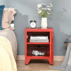HOMCOM Table d'appoint industrielle, table d'appoint de salon avec porte style casier et étagère réglable - 40x40x50 cm
