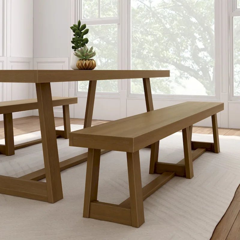 Banc de salle à manger classique en bois massif Plank and Beam - 86