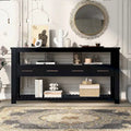 Console moderne pour salon avec 4 tiroirs et 2 étagères