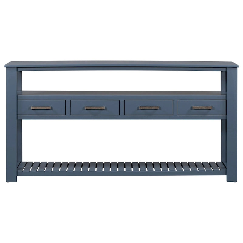 Console moderne pour salon avec 4 tiroirs et 2 étagères