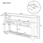 Console moderne pour salon avec 4 tiroirs et 2 étagères