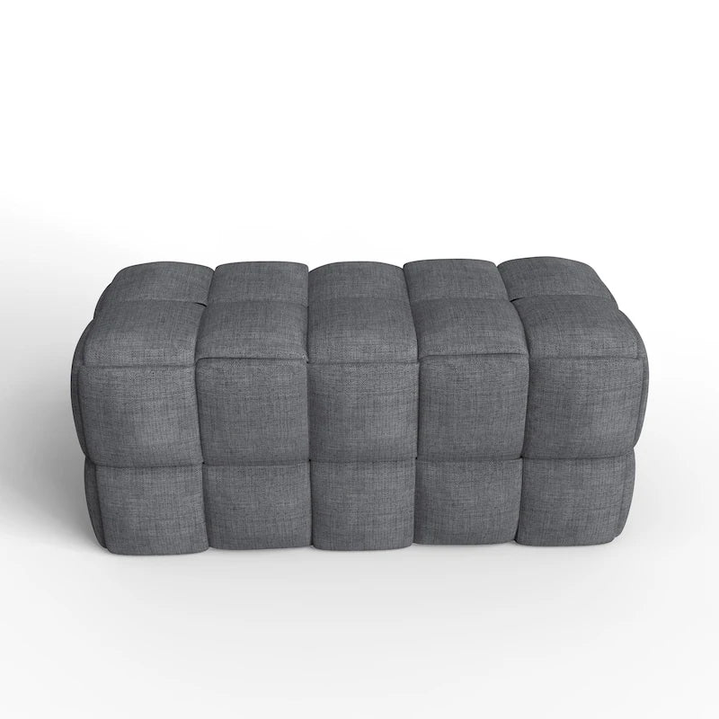 Banc confortable tissé en lin naturel rembourré Luxerna de 91 cm