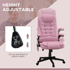 HOMCOM Fauteuil de bureau massant et chauffant 6 points, Chaise de bureau de direction inclinable en lin à dossier haut