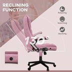HOMCOM Fauteuil de bureau massant et chauffant 6 points, Chaise de bureau de direction inclinable en lin à dossier haut