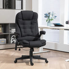 HOMCOM Fauteuil de bureau massant et chauffant 6 points, Chaise de bureau de direction inclinable en lin à dossier haut