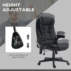 HOMCOM Fauteuil de bureau massant et chauffant 6 points, Chaise de bureau de direction inclinable en lin à dossier haut