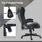 HOMCOM Fauteuil de bureau massant et chauffant 6 points, Chaise de bureau de direction inclinable en lin à dossier haut