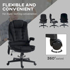 HOMCOM Fauteuil de bureau massant et chauffant 6 points, Chaise de bureau de direction inclinable en lin à dossier haut