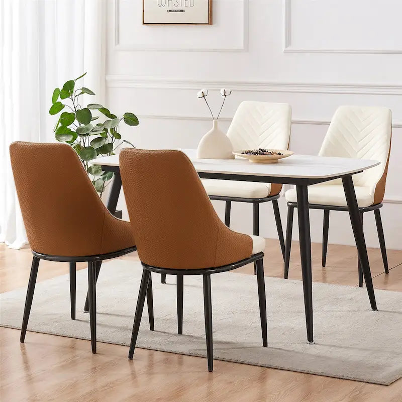 Chaises de salle à manger en similicuir, lot de 4 - 18.1L x 21.3P x 36.6H