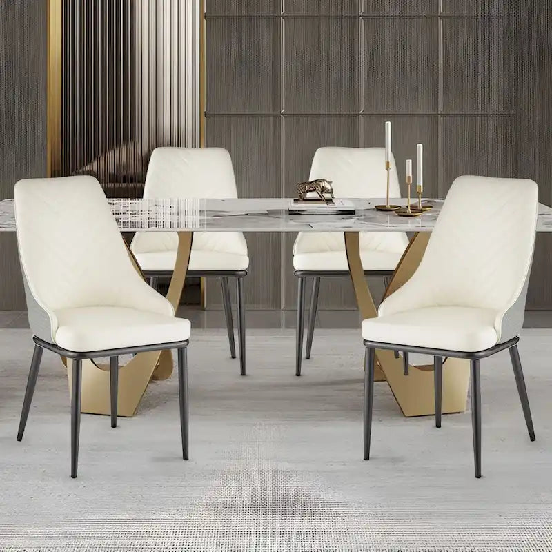 Chaises de salle à manger en similicuir, lot de 4 - 18.1L x 21.3P x 36.6H