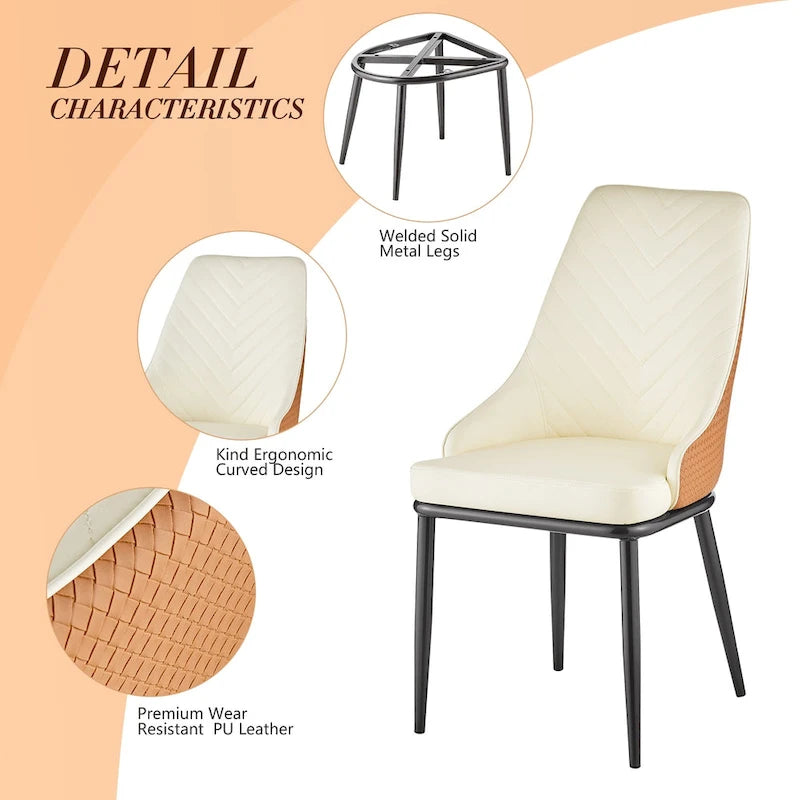 Chaises de salle à manger en similicuir, lot de 4 - 18.1L x 21.3P x 36.6H
