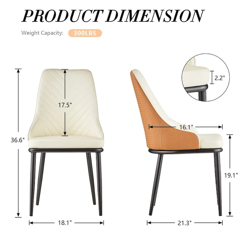 Chaises de salle à manger en similicuir, lot de 4 - 18.1L x 21.3P x 36.6H