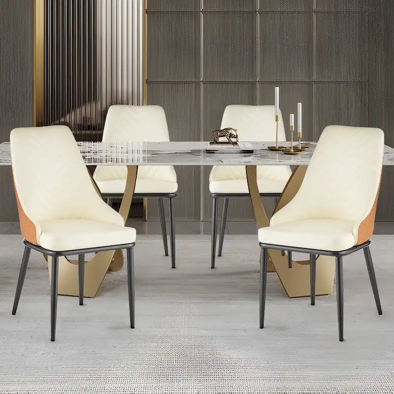 Chaises de salle à manger en similicuir, lot de 4 - 18.1L x 21.3P x 36.6H