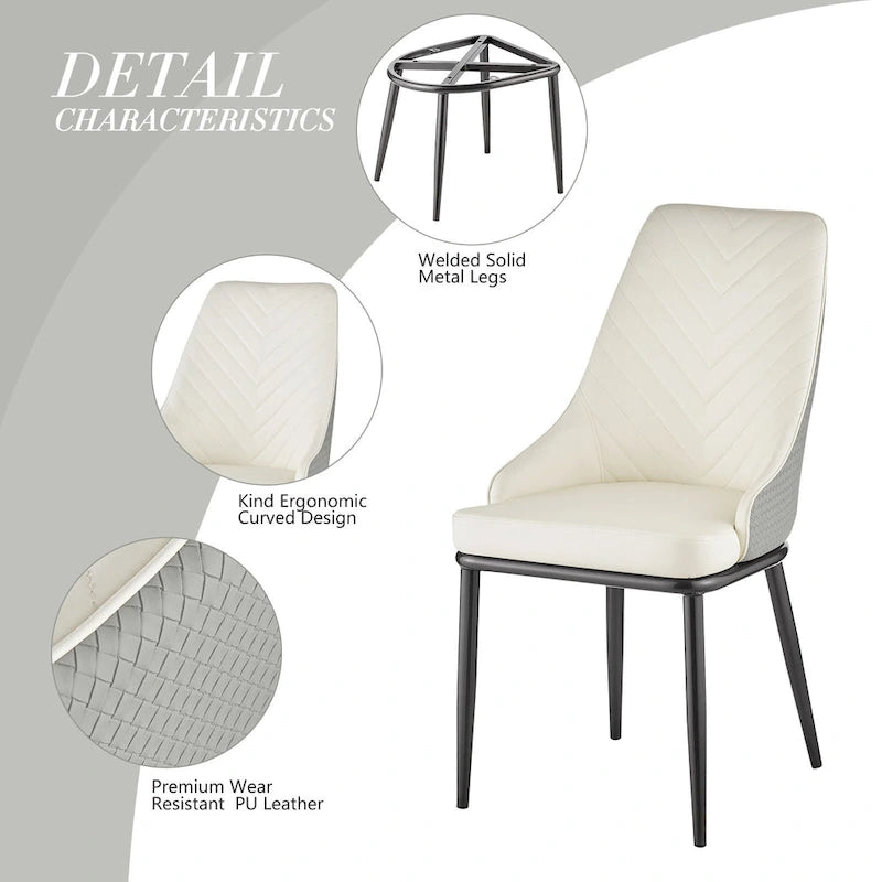 Chaises de salle à manger en similicuir, lot de 4 - 18.1L x 21.3P x 36.6H
