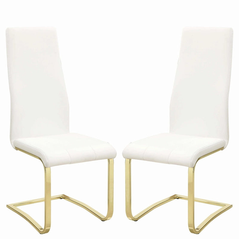 Ensemble de salle à manger moderne de 5 pièces avec plateau en verre et base en métal doré
