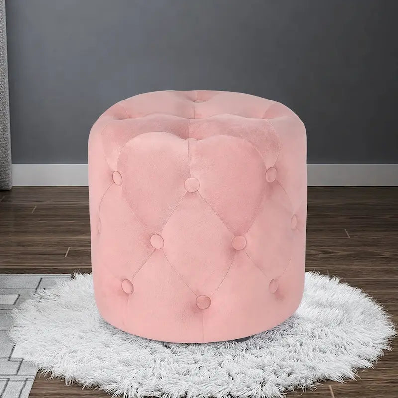 Poufs ronds capitonnés bleus / verts / gris / roses – Repose-pieds une place