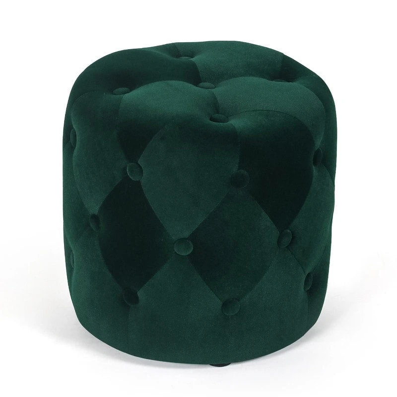 Poufs ronds capitonnés bleus / verts / gris / roses – Repose-pieds une place