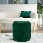 Poufs ronds capitonnés bleus / verts / gris / roses – Repose-pieds une place